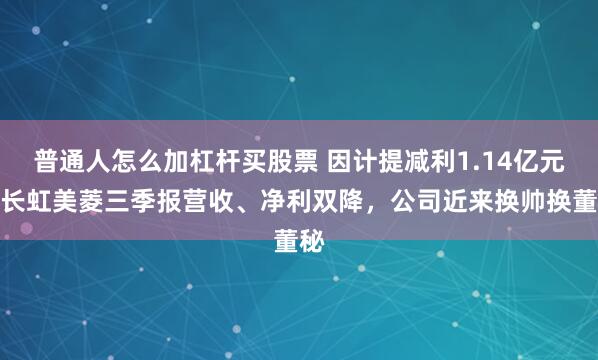 普通人怎么加杠杆买股票 因计提减利1.14亿元，长虹美菱三季报营收、净利双降，公司近来换帅换董秘